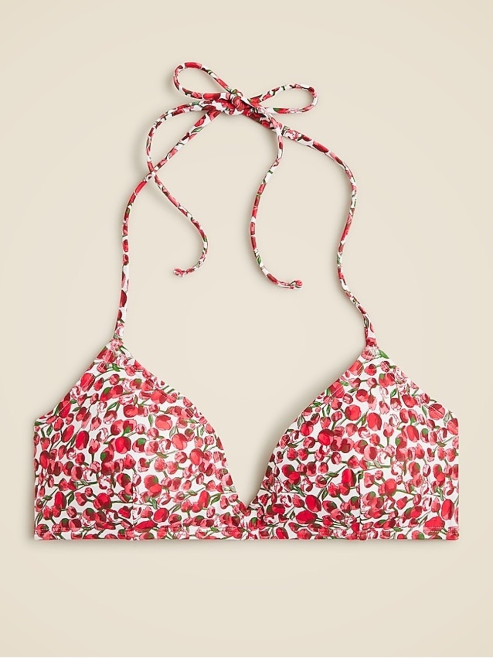 J Crew French Halter-Neck Red Bikini Top Medium Preppy Beachy Resortwear NWT